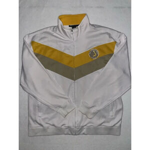 Le Jean De Marithe Francois Girbaud Full‎ Zip Jacket Men's XL White Yellow Y2K